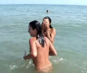 Naked euro teenages frolicking at the naturist beach. Air