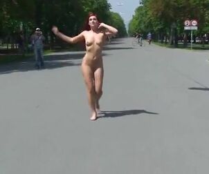 Czech nymph naked in public
