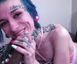 Tatted Superslut Gives Split Tongue Blow-job In Her Fresh